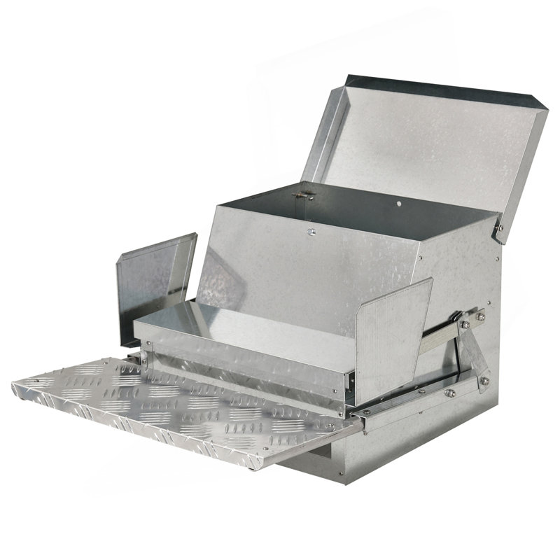 Mangeoire automatique pour poulets de 30 lb avec structure en acier galvanisé et aluminium, conception résistante aux intempéries