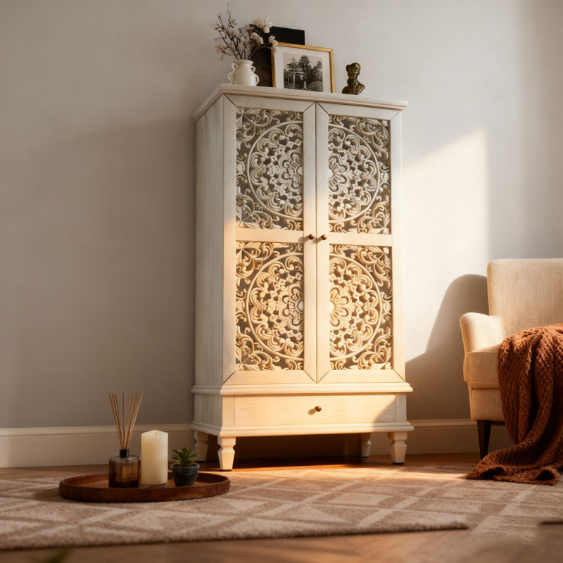 Armoire de rangement de 55 po de hauteur avec tiroir, Blanchies
