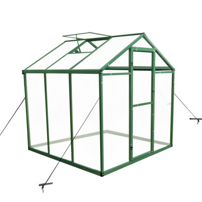 6x6 Ft Polycarbonate Greenhouse - Gain Height And Windproof Heavy Duty Walk-in For Outdoor Backyard Gardening All Seasons Planting In