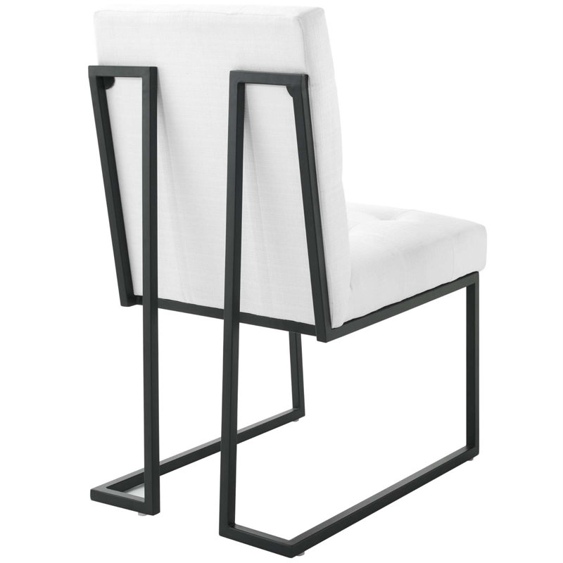 Sleek Privy Black Metal Upholstered Side Dining Chair