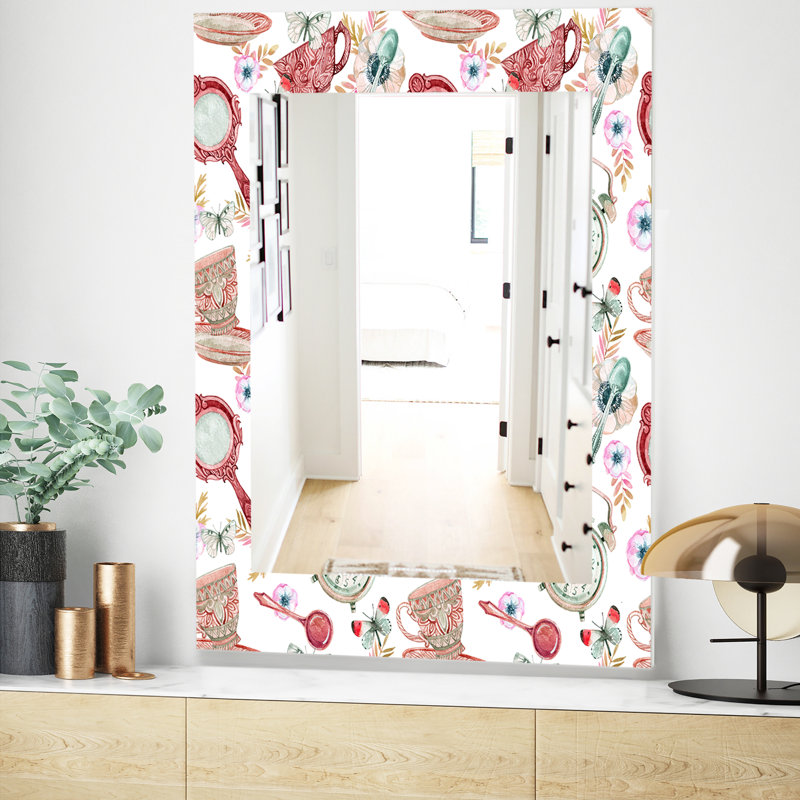 Miroir mural moderne à thé aquarelle, H 39,4 po x l 29,5 po