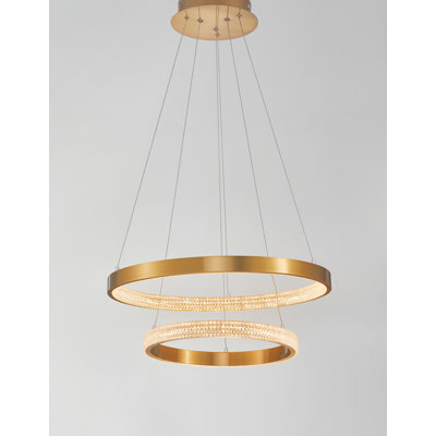 2 - Light Antique Gold LED Crystal Pendant