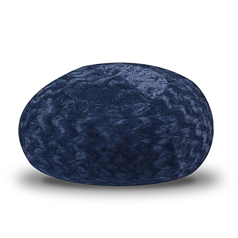 Bean Bag Chair, Navy Faux Fur, 27.01" H x 34.01" W x 34.01" D