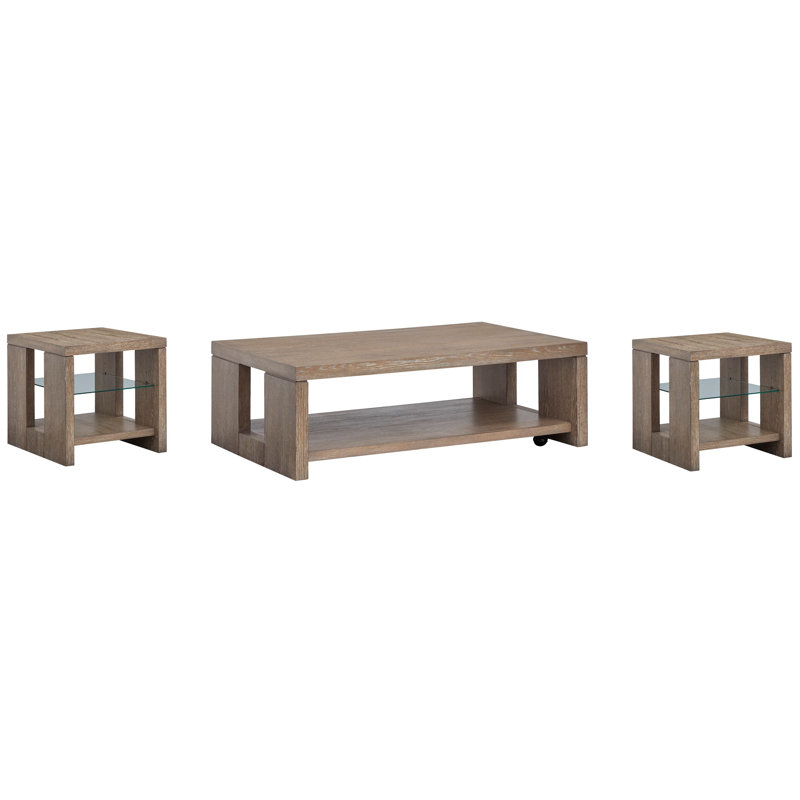Table de bout rectangulaire avec 2 tables de bout Gragg, 3 pièces: table basse, 2 tables de bout