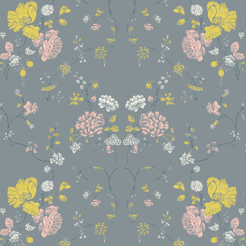 Nomad Floral Lace 10' L x 24" W Wallpaper Roll, Stone, Faux Grasscloth, Non-pasted