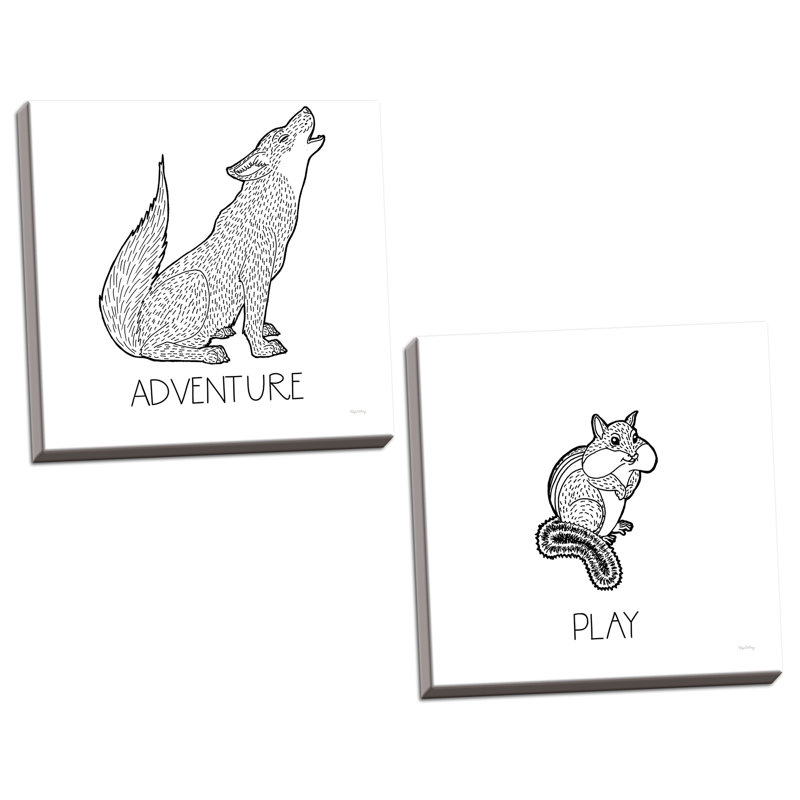 « color the forest adventure & play », ensemble de 2 reproductions d’art, H 12 po x l 12 po x P 0,75 po, Toile tendue