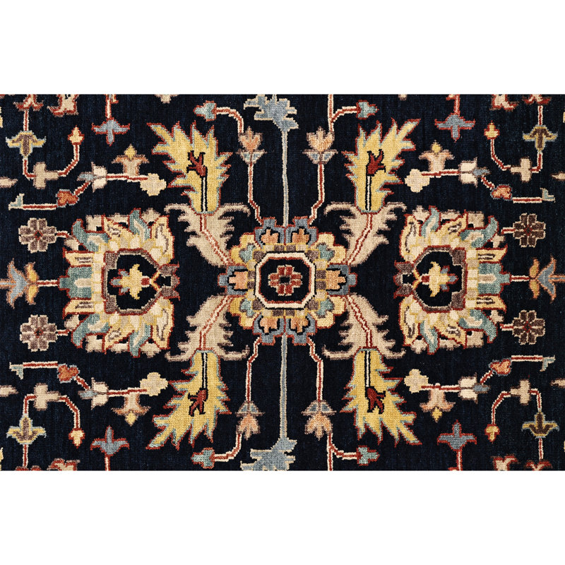 High-Quality Hand-Knotted Blue And Red Area Rug, Rectangle 8' x 10'