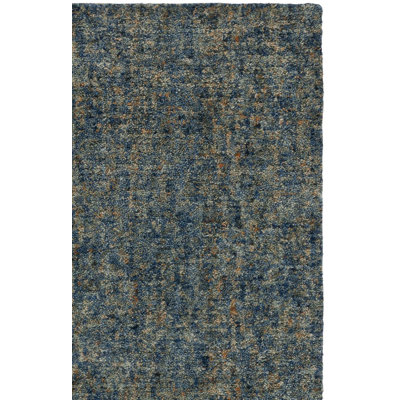Chomitzki 101 Hand Tufted Imported Handspun Wool/Cotton No Pattern Indoor Use Only Rug in Dark Blue/Beige