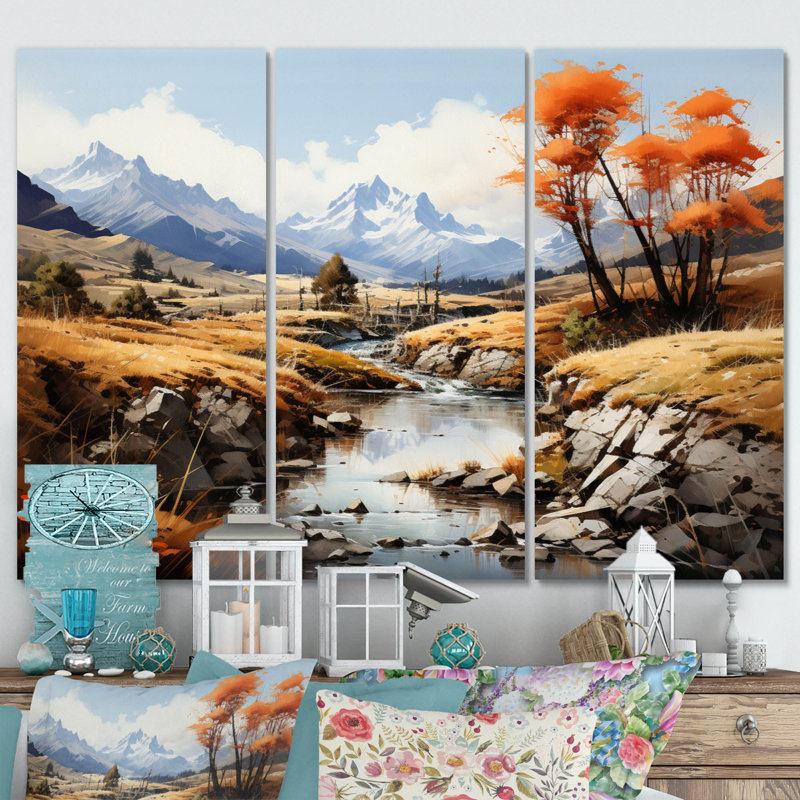 Ensemble de 3 décorations murales d'automne en porcelaine Art Golden