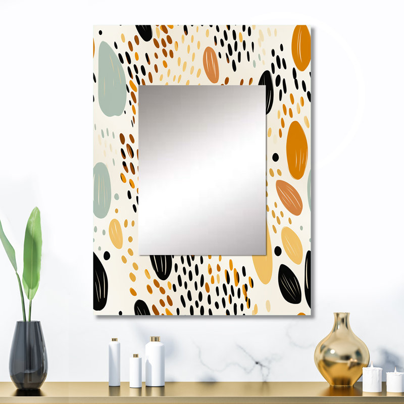Dequarius Desert Mirage - noir et beige - miroir mural abstrait, 32 po x 24 po