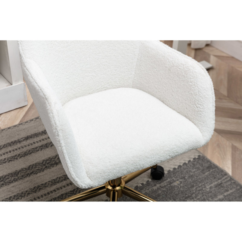 Chaise de bureau avec fonction pivotante à 360 °, hauteur réglable, pieds en métal doré, roue universelle, tissu de style moderne pour l'intérieur et matériaux modernes