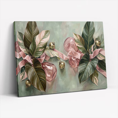 «Gallery Wrap», art mural sur toile pour le salon, la chambre à coucher, le bureau ou le vestibule - décoration murale décorative avec ruban floral