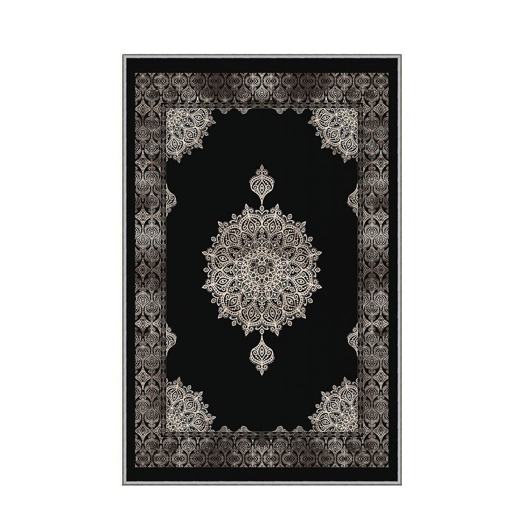 Kirksville Oriental Black/Gray Area Rug