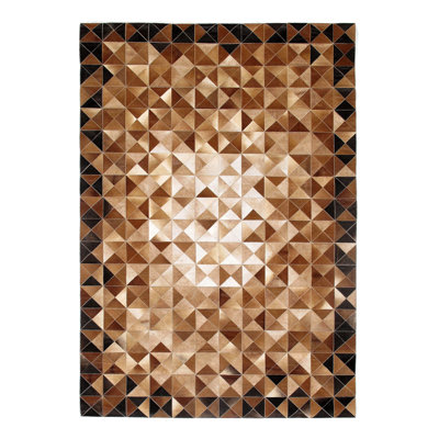 Tapis de zone en laine brun/noir 6 pi x 9 pi one-of-kind à la main noué la Eleanne