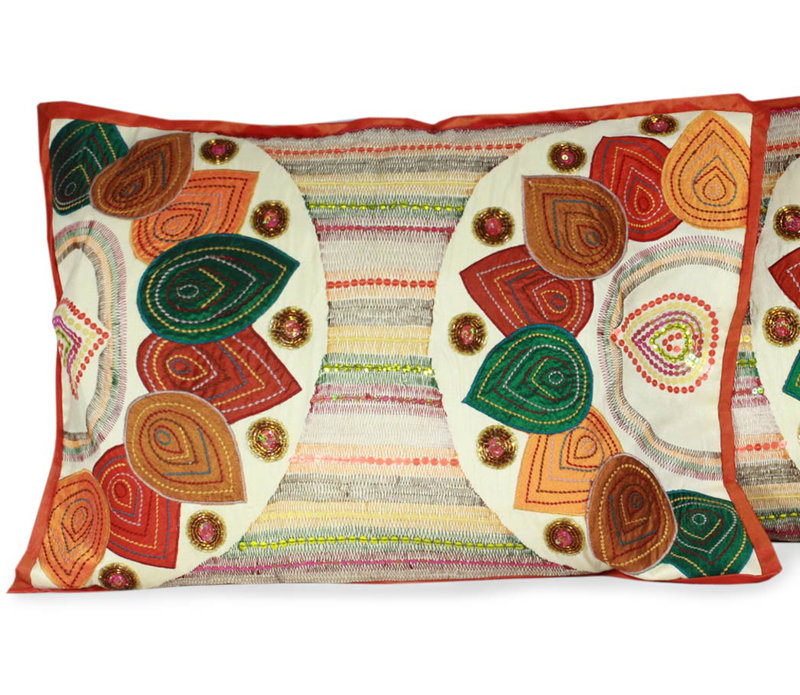 The Seema Appliqued and Sequined Reversible Pillow Cover