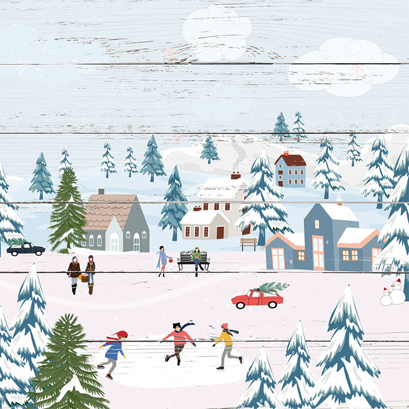 «Winter Village Cheer», art mural sur toile tendue, H 12 po x l 12 po