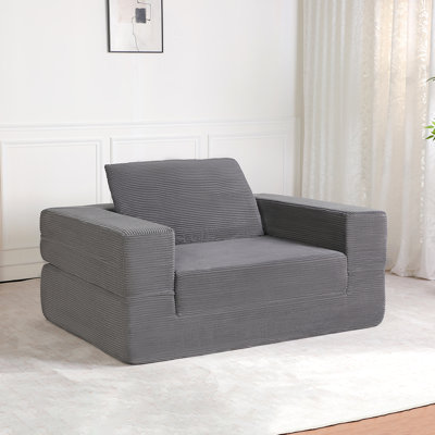 Multifunctional Corduroy Floor Sofa For Living Room, Modern Design, Dark Grey