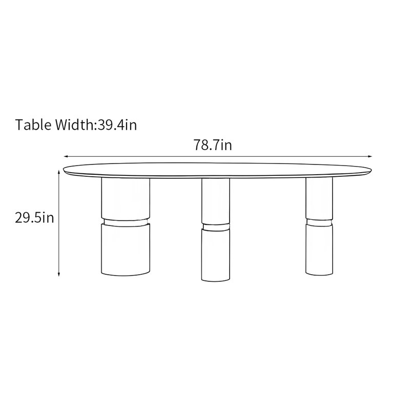 Light luxury modern high-end dining table, 29.5"H x78.7"L x 39.4"W