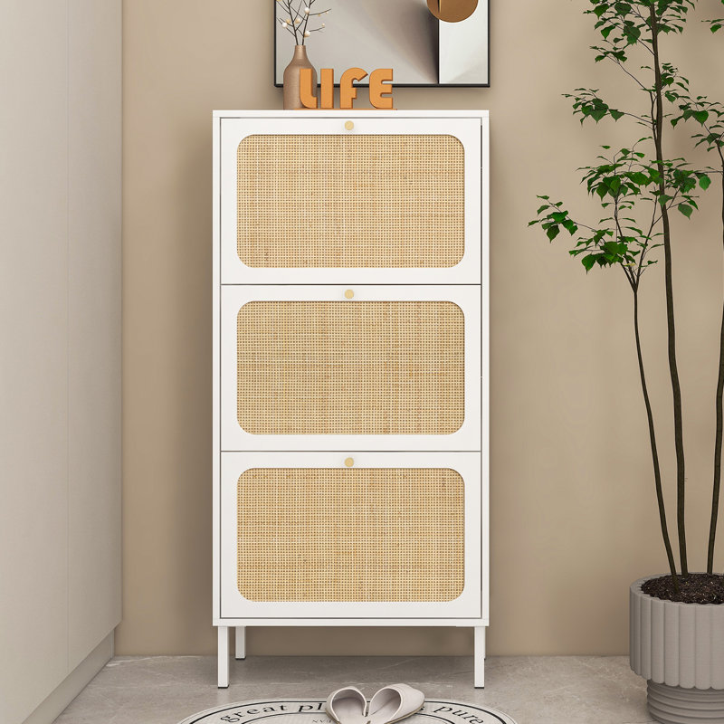 18 Pair Shoe Storage Cabinet, White