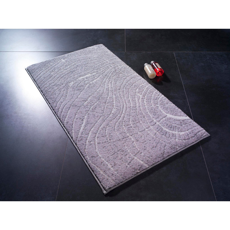 Polyamide Non-Slip Bath Mat, 0.4" H x 31" W x 55" L, Gray/White