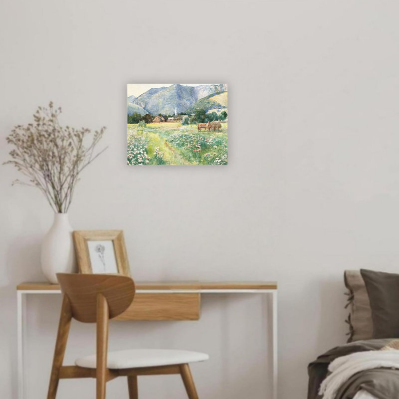 «Village in Valley Bloom», art mural sur toile non encadrée 12 po x 16 po