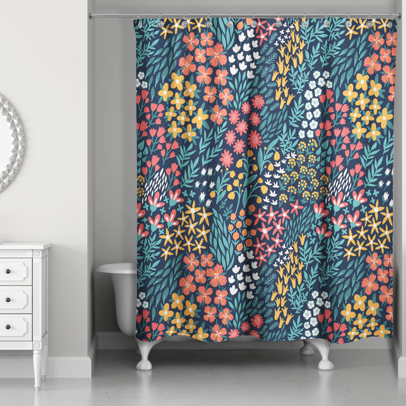 Rideau de douche simple à motif floral Zoee