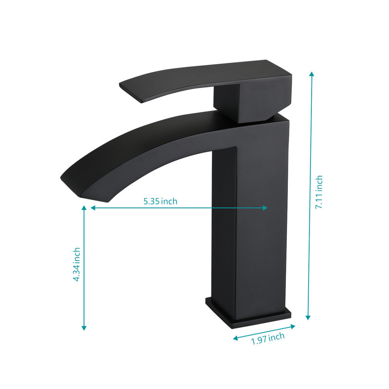 Matte Black Bathroom Vanity Sink Waterfall Faucet - Single Handle Control, Rectangular Spout, And Corrosion Waterfall, Handle, Material, Easy To Clean