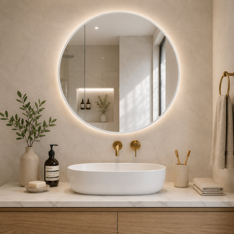 Plastic Round Wall Mirror Set, Silver