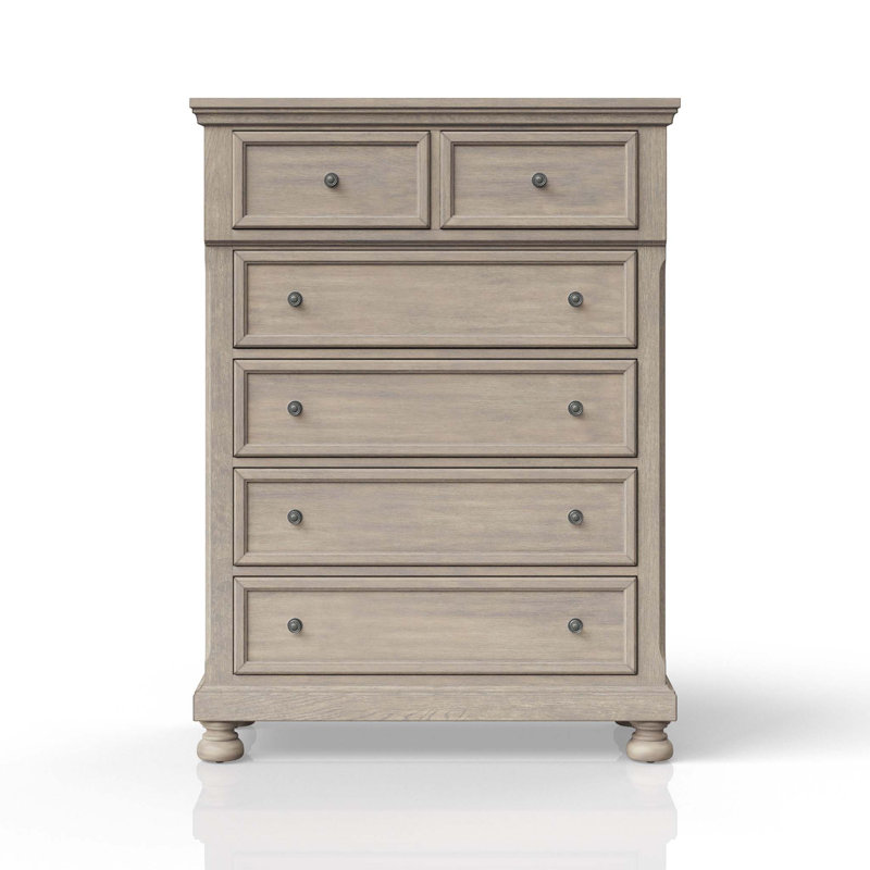 Commode 5 tiroirs gris antique