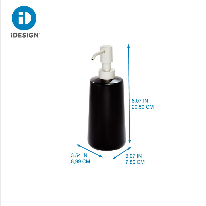 Distributeur de savon haut rechargeable iDesign Eco Vanity, Noir mat