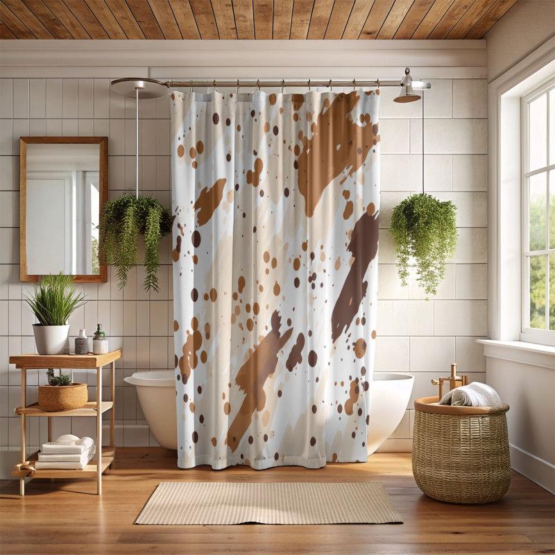 Brown Splotches - Premium Shower Curtain, 74"H x 71"W