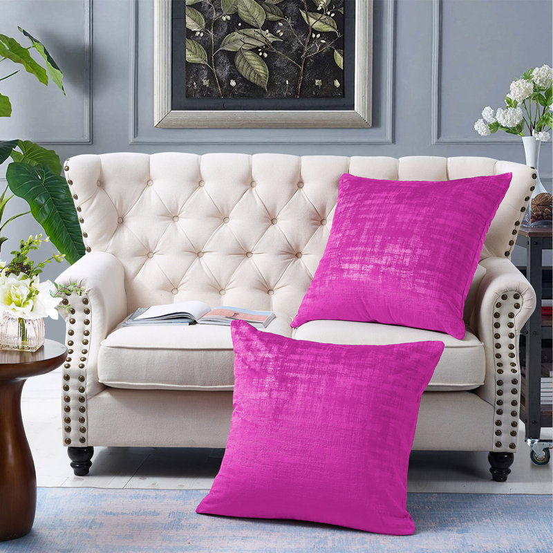 Textured Velvet Euro Reversible Pillow Cover, Raspberry Rose