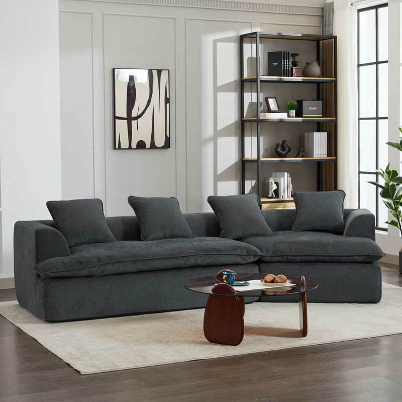 Canapé modulaire avec repose-pieds amovible, Noir, noir, noir, noir