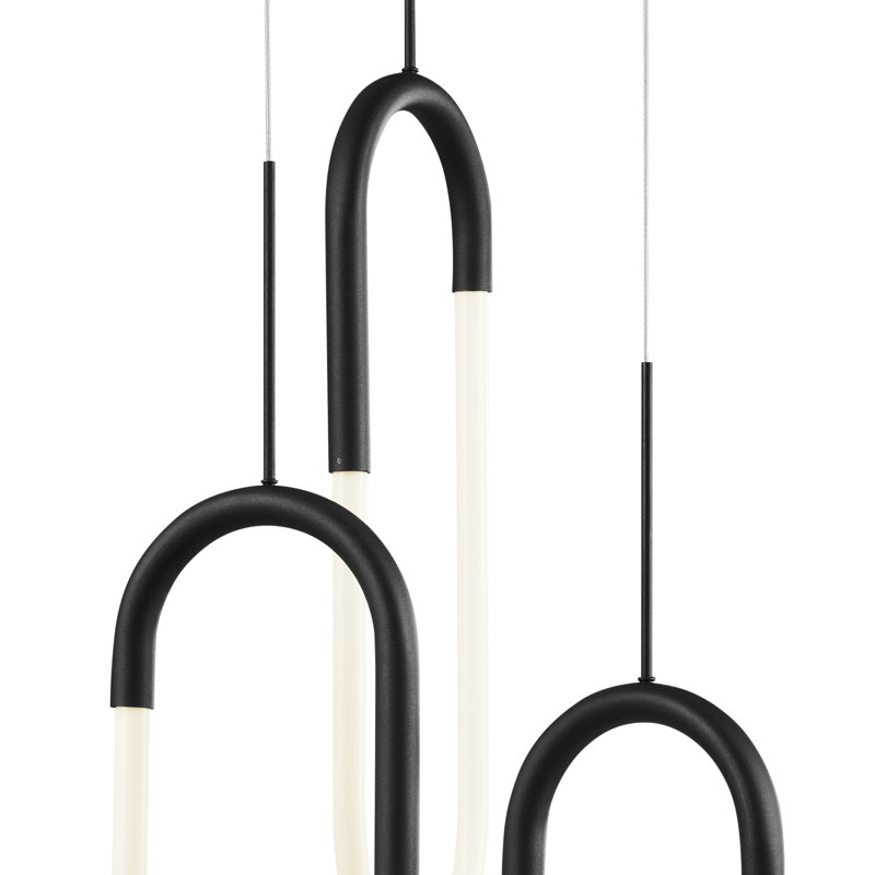 Dimmable LED Modern Linear Chandelier, Matte Black