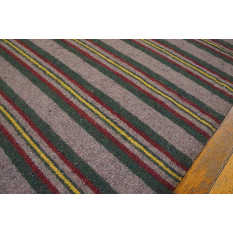 Antique Striped Pattern American Flat Weave Hallway Runner Rag Rug