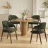 Chaise de salle à manger en tissu Mid-Century beige, chaise d'appoint en bois massif pour la cuisine et le salon
