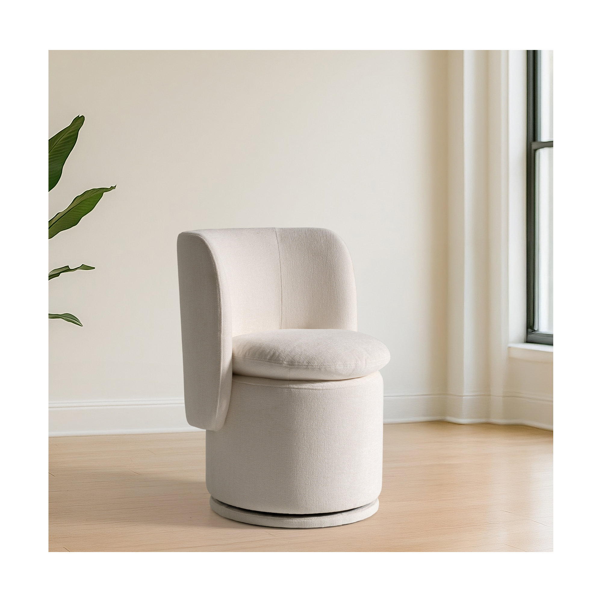 Kepler Swivel Side Chair, Ivory Basketweave