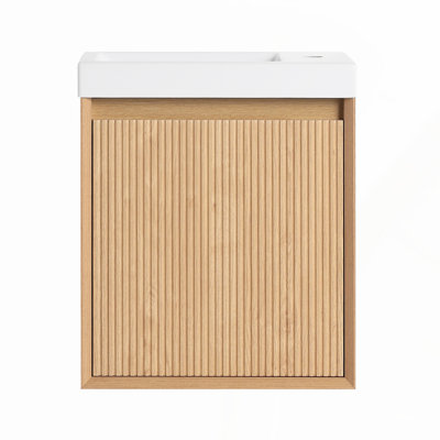 24 Inch Bathroom Vanity with Ceramic Sink, Compact Design for Small Spaces, Two Drawers and Adjustable Shelf