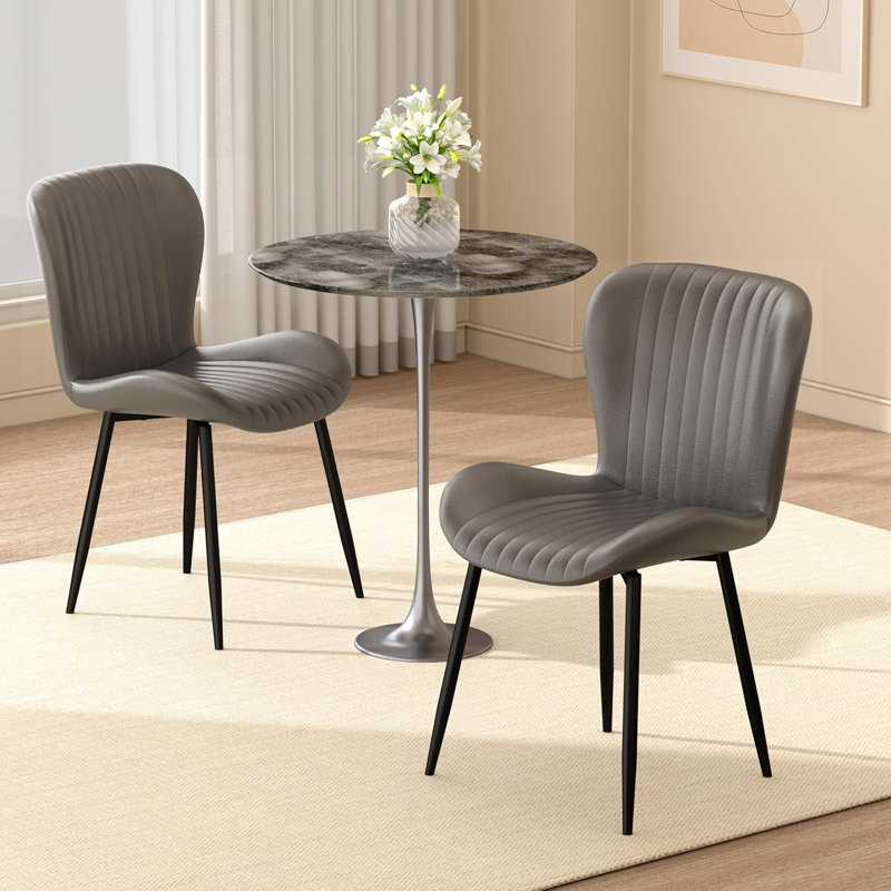 Chaise d'appoint rembourrée Modern (ensemble de 2), Gris, 2