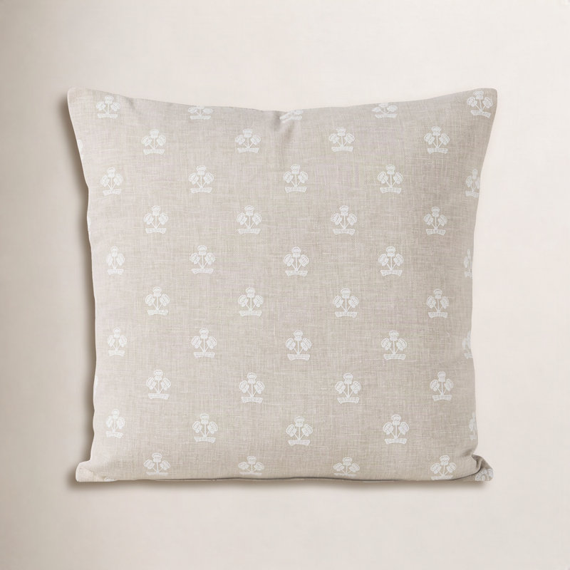 Housse et insert de coussin Hamachi, Plumes, Carré 20 po, Linen Beige Floral