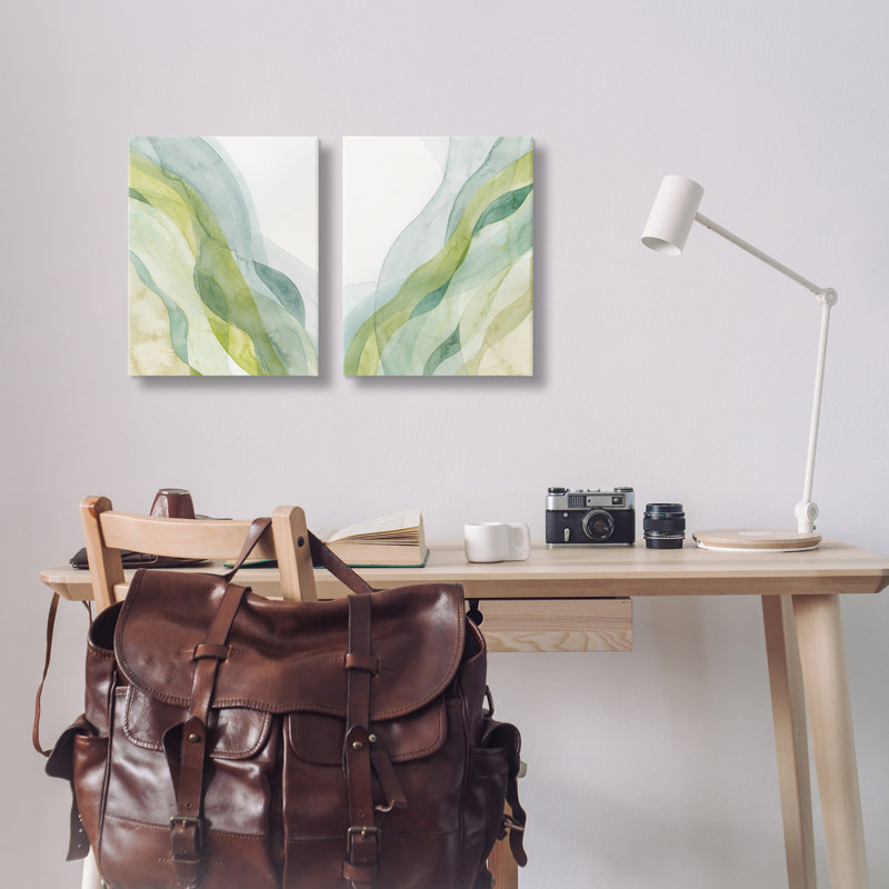 «Stupell Industries», ensemble de 2 toiles abstraites vertes par Grace Popp, H 20 po x l 16 po x P 1,5 po
