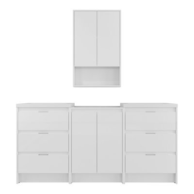 Ensemble de meuble-lavabo autoportant 72 po avec lavabo en résine, 1 armoire de rangement et 1 armoire murale