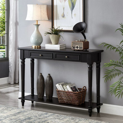 Console rétro en bois massif noir