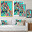 Pop Art turquoise et tigre rose - décoration murale moderne en toile-1317480502-1317480509