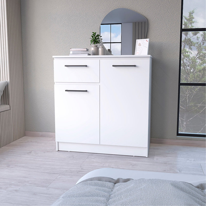Commode 2 portes 1 tiroir Loonam, Blanc