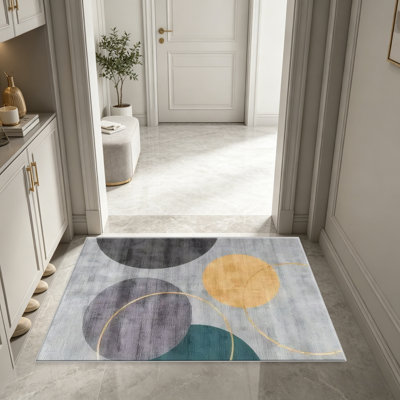 Tapis gris et bleu sarcelle abstraits pour le salon, doux et confortable, convient à toutes les saisons, facile à entretenir, tapis de sol intérieur lavable à la machine, sous la table de ferme convenant à la chambre à coucher, à la salle à manger, au bureau, au balcon, au patio