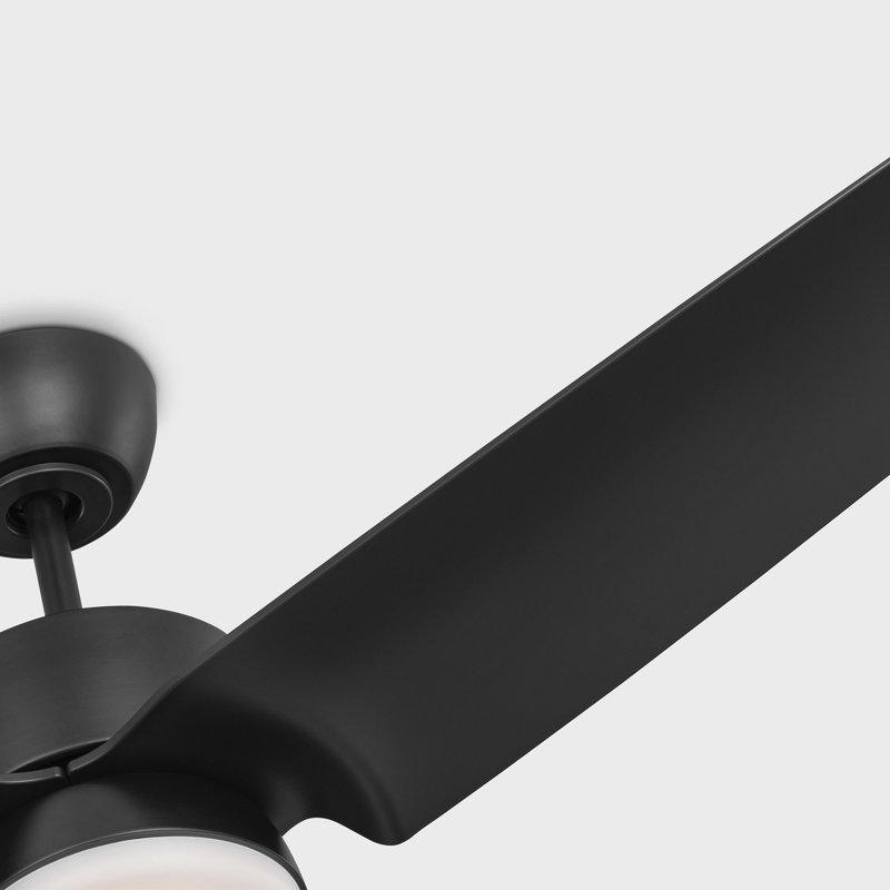 Ventilateur de plafond d'intérieur avec tige filetée Thibaud, pales en ABS noir minuit et télécommande portable