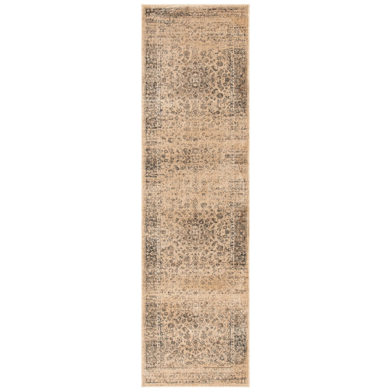 Tapis beige à motif abstrait Evanoff, Tapis de couloir 2 pi 2 po x 8 pi