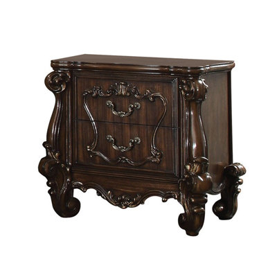 2 Drawers Wooden Nightstand With Metal Hardware In Cherry Oak Finish -  Simple Relax, SR0221103