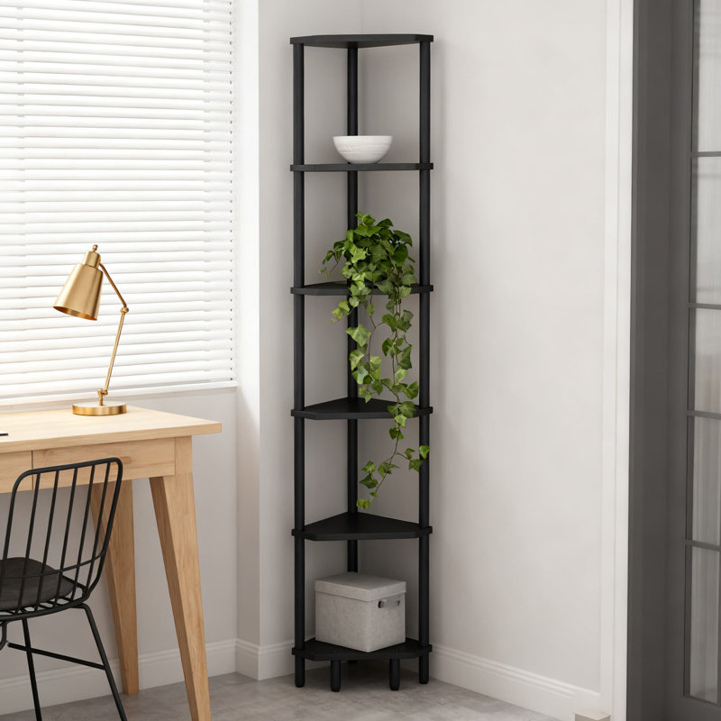 6-Tier Tall Corner Shelf For Home Storage, Narrow Display Bookshelf And Plant Stand, Modern Space-Saving Design For Living Room, Bedroom, Bathroom